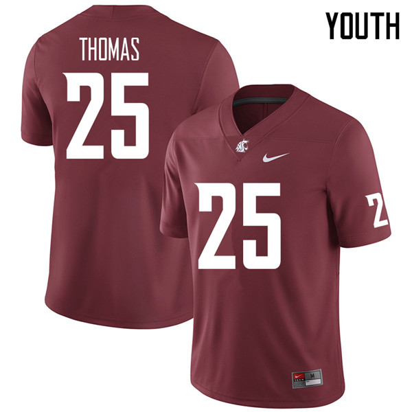 Youth #25 Skyler Thomas Washington State Cougars College Football Jerseys Sale-Crimson